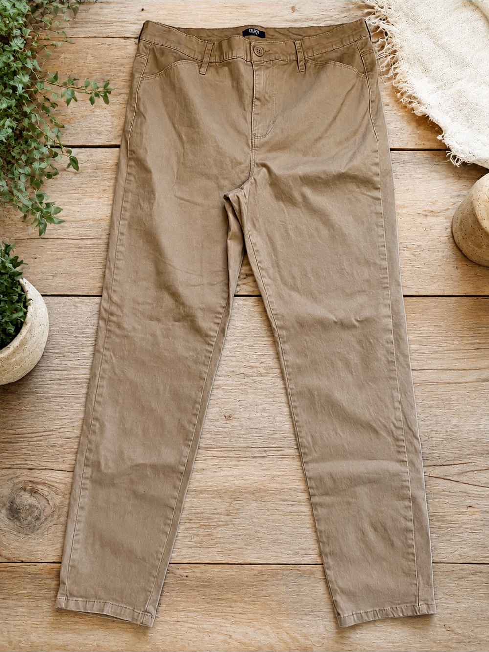 CHAPS Women’s Size 12 Tan Khaki Straight Leg Chino Pants